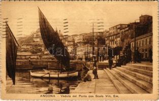 1935 Ancona, Veduta del Porto con Scalo Vitt. Em. / port, boats (EK)