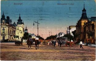 1914 Bucharest, Bukarest, Bucuresti, Bucuresci; Bulevardul Coltei / street view, horse-drawn tram, villa. Edit. Horovitz (EK)