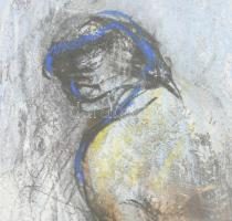 Szabó Tamás (1952-): Ovidius és a szfinx, 1999. Vegyes technika, papír, jelzett. Üvegezett fa keretb...