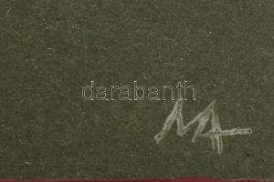 Matzon Ákos (1945-): Kalligráfia I. Akril, karton. Jelezve jobbra lent. Hátoldalán autográf feliratt...