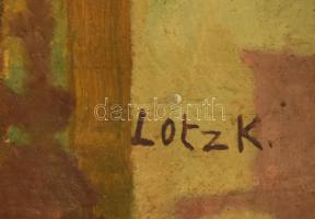 Lotz K. Jelzéssel: Bazilika. Olaj, rétegelt lemez. 42x62cm. Sérült fakeretben