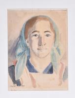 Vajda Lajos 1940 jelzéssel: Női portré. Akvarell, papír. Paszpartuban. 37×27,5 cm