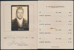 1938 Magyar Ökölvívó Szövetség fényképes igazoló jegye