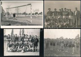 cca 1970 Futballcsapatokról és mérkőzéseken készült fotó, 4 db, 8,5×11,5 és 9×14 cm