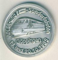 NSZK 1985. "150 éves a Német Vasút-Göppingen" ffém emlékérem T:1/2