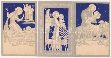 5 db vallás művészlap Márton L. szignóval / 5 Hungarian religion art postcards signed by Márton L.