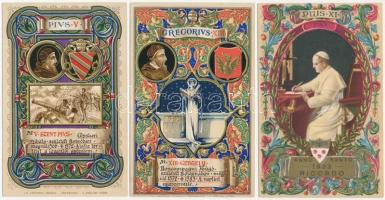 3 db régi vallás motívum képeslap: pápák / 3 pre-1945 religion motive postcards: popes