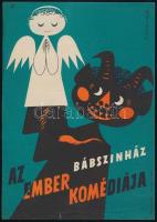 Állami Bábszínház (Az ember komédiája, Hüvelyk Matyi, Csodatükör, stb.) - 4 db villamosplakát, 24×17 cm
