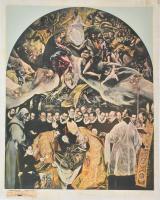 cca 1980 El Greco (1541-1614): Orgaz gróf temetése. Nyomat, papír, vászonra kasírozva. 57x46,5 cm