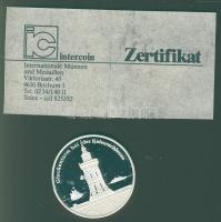 NSZK 1980. "Bremenhaven-árbócos hajó, harangtorony" Ag emlékérem, 15g T:PP Tanúsítvánnyal, díszdobozban!