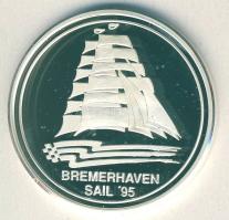 NSZK 1995. "Bremenhaven-vitorlás hajó" Ag emlékérem, 15g T:PP Díszdobozban!