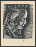 Molnár C. Pál (1894-1981): Királyné- Illusztráció, fametszet, papír, utólagos jelzéssel, 8x6 cm