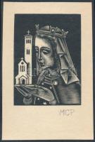 Molnár C. Pál (1894-1981): Királyné- Illusztráció, fametszet, papír, utólagos jelzéssel, 8x6,5 cm