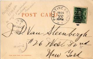 1905 Mayflower in Plymouth Harbor (English ship that carried the Pilgrims from England to Plymouth, ...