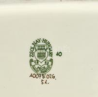 Zsolnay pillangómintás kupicás készlet, 4 db pohár + tálca. Kézzel festett, jelzett, az egyik poháro...