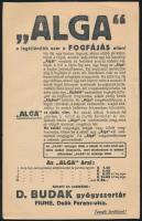 cca 1910 Alga Fiume gyógyszertár reklám 22x13 cm