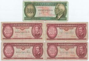 Vegyes 9db-os forint bankjegy tétel, közte 1996. 1000Ft "F" T:III,III-