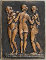 Medgyessy Ferenc ( 1881 - 1958): A három grácia. Öntött, patinázott bronz fali plasztika. - Jelzett: Medgyessy F. 23 × 30 cm