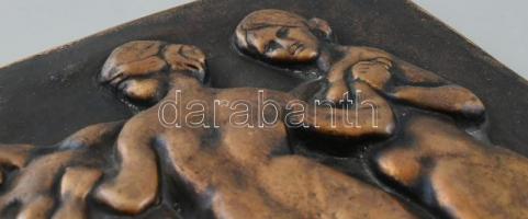 Medgyessy Ferenc ( 1881 - 1958): A három grácia. Öntött, patinázott bronz fali plasztika. - Jelzett:...