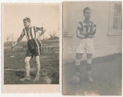 4 db régi sport fotó képeslap: focisták / 4 pre-1945 sport photo postcards: football players