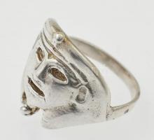 Ezüst(Ag) fáraómaszk gyűrű, jelzett, méret: 50, nettó: 5,4 g