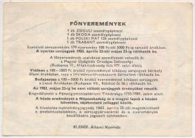 Budapest 1982. "MÚSZ (MagyarSzerencse sorsjegy" IV. osztályú, 5Ft értékben T:III