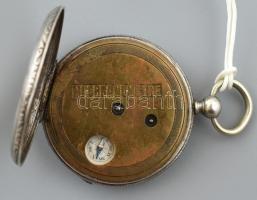 Antik Michronometre kulcsos zsebóra, különleges, városrészletet ábrázoló vésett híddal és kis irányt...