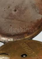 Antik Michronometre kulcsos zsebóra, különleges, városrészletet ábrázoló vésett híddal és kis irányt...