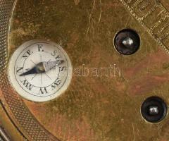 Antik Michronometre kulcsos zsebóra, különleges, városrészletet ábrázoló vésett híddal és kis irányt...