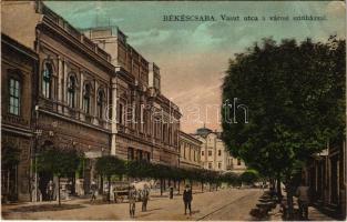 1912 Békéscsaba, Vasút utca, Városi színház, Fekete Sándor üzlete. W.L. Bp. 4030. (EB)