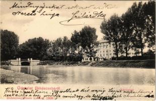 1904 Békéscsaba, Körös-part, híd, Első Békéscsabai Gőzmalom (EK)