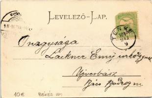 1904 Békéscsaba, Körös-part, híd, Első Békéscsabai Gőzmalom (EK)