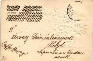 1900 Boldog Újévet! Héber nyelvű zsidó újévi dombornyomott üdvözlőlap / Jewish New Year greeting car...