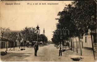 1907 Üllő, Fő utca, Református és katolikus templom (r)