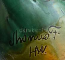 Hódezővásárhelyi Miska kancsó, apró máz-repedések és -lepattanások. Jelzett: Shónus F. HMV. m: 20cm