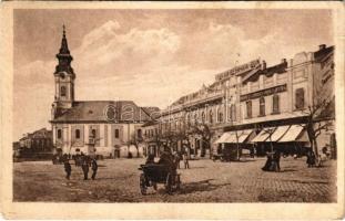 1923 Zombor, Sombor; Görög keleti szerb templom, üzletek / Greek Orthodox Serbian church, shops (EB)