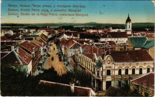 1929 Zimony, Semlin, Zemun; Kralja Petra ulica u posadini Beograd / utca / street