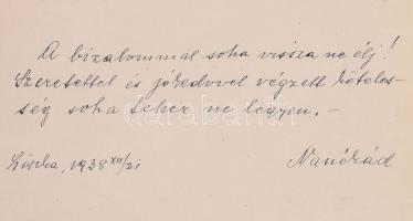 1938 Emlékkönyv szép állapotban, 49 oldalon beírással rajzokkal vegyesen, korának megfelelő állapotb...