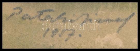 Pataki József (1928-1995): Táj, 1957. Akvarell, papír, jelzett. 23x32 cm