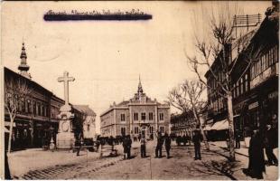 1919 Újvidék, Novi Sad; Fő utca, Püspöki palota, Goldberg üzlete. Vsúti levelezőlapárusítás 9895. / Glavna ulica, Biskupska palais / main street, bishop's palace, shops (Rb)