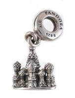 Ezüst(Ag) kis tornyos charm, Pandora jelzéssel, h: 3 cm, nettó: 4,36 g