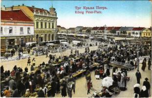 Versec, Vrsac; König Peter Platz / tér, piac, Georg Kern és Edwin Balaz üzlete / market, square, shops