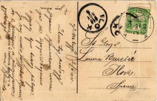 1910 Újvidék, Novi Sad; Kenyér utca, Központi bank. W.L. Bp. 4221. / street, bank (felszíni sérülés ...