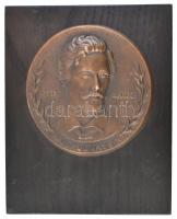 Mack Lajos (1880-1916): Petőfi Sándor bronz plakett. Jelzett. d: 12 cm Fa talapzaton. 16x21 cm