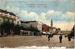 Zombor, Sombor; Kossuth utca, Ráczits és Czurkusits üzlete. Karakásevits Mil. kiadása / street, shop (felszíni sérülés / surface damage)