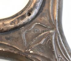 Ezüst (Ag) tükör, Jelzett. Fazettált üveggel. vésésekkel 27 cm