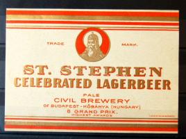 Régi sörcímke St. Stephen Polgári serfőzde