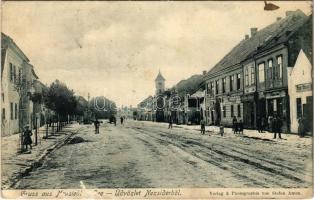 Nezsider, Neusiedl am See; utca, Paur János, Wallenstein Salamon, Stefan Amon üzlete és saját kiadása / Strasse / street, shops (felszíni sérülés / surface damage)