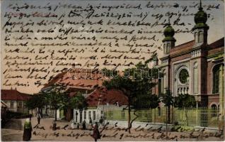 1915 Galgóc, Frasták, Hlohovec; Lehel utca és zsinagóga, üzlet. Nyomta Glass & Tuscher képeslapgyára / street view with synagogue and shop (r)