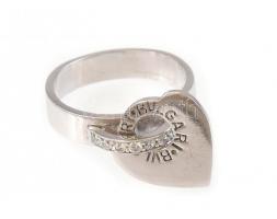 Ezüst(Ag) szíves gyűrű, Bulgari jelzéssel, méret: 55, bruttó: 4,56 g